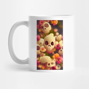 Aesthetic pattern small skulls and flowers Bones and Botany Mug